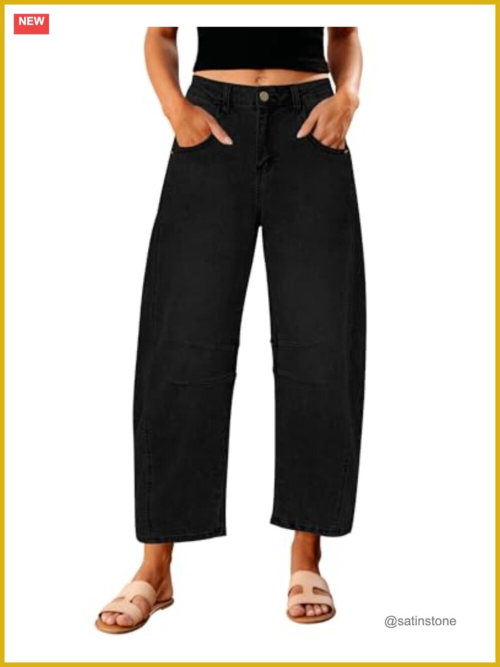 High Waist Wide Barrel Leg Cropped Stretch Denim Jeans